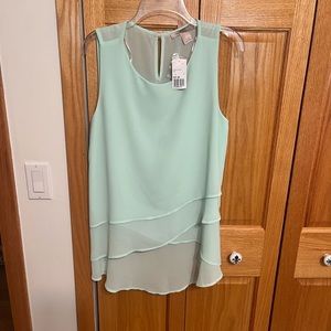 Mint green Forever 21 sleeveless blouse. SZ LG. Multi layer front w/flow…
